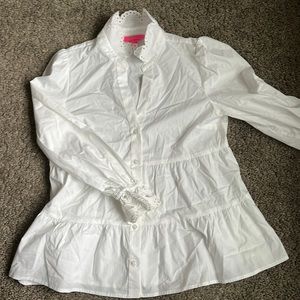 LILLY PULITZER WHITE BLOUSE SIZE SMALL VEUC
